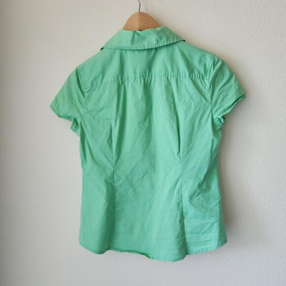 ATTENTION green collared shirt short sleeve button-up front Sz S preppy classic - Picture 3 of 8